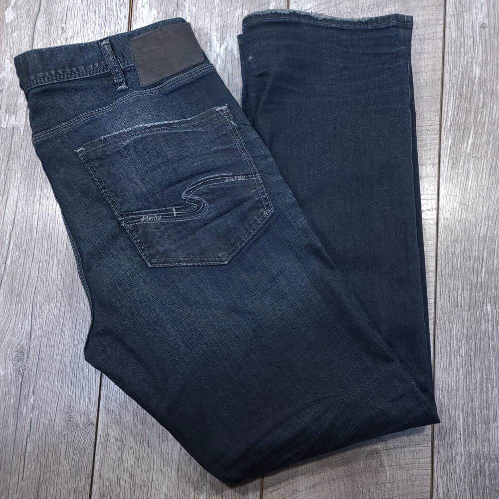 Silver Jeans Grayson Mens Size 34x32 Dark Indigo Easy Fit Straight Leg